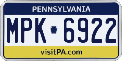 PA license plate MPK6922