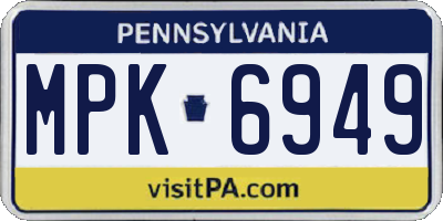 PA license plate MPK6949