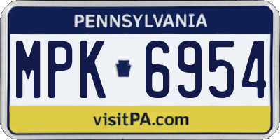 PA license plate MPK6954