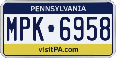 PA license plate MPK6958