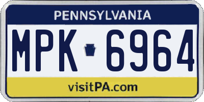 PA license plate MPK6964