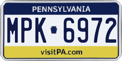 PA license plate MPK6972