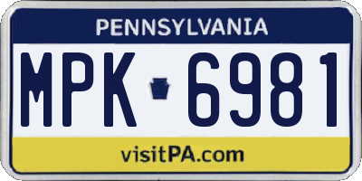 PA license plate MPK6981
