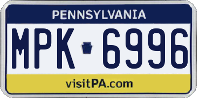 PA license plate MPK6996