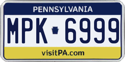 PA license plate MPK6999