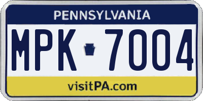 PA license plate MPK7004
