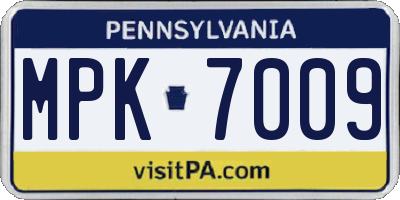 PA license plate MPK7009