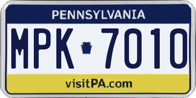 PA license plate MPK7010