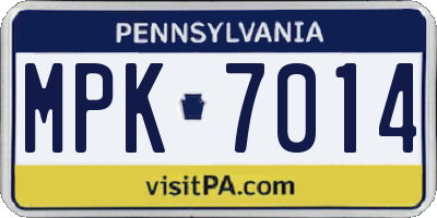PA license plate MPK7014
