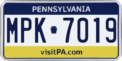 PA license plate MPK7019