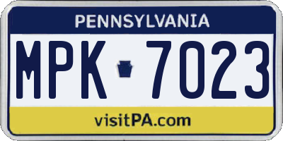 PA license plate MPK7023