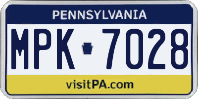 PA license plate MPK7028
