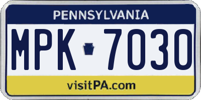 PA license plate MPK7030
