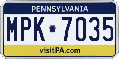 PA license plate MPK7035