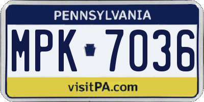 PA license plate MPK7036