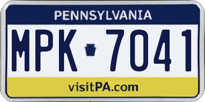 PA license plate MPK7041