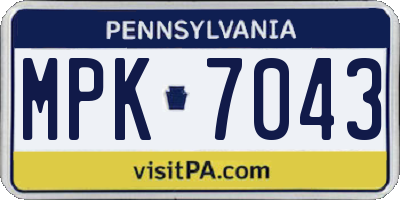 PA license plate MPK7043