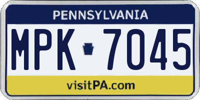 PA license plate MPK7045