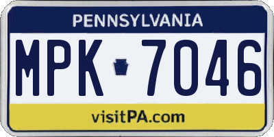 PA license plate MPK7046