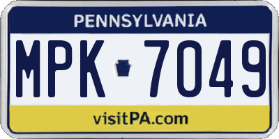 PA license plate MPK7049