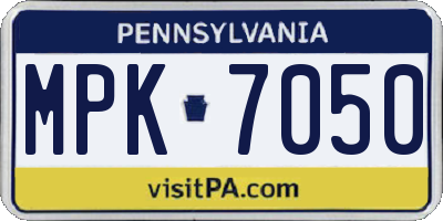 PA license plate MPK7050