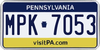 PA license plate MPK7053