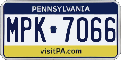 PA license plate MPK7066