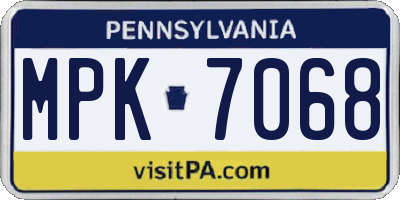 PA license plate MPK7068