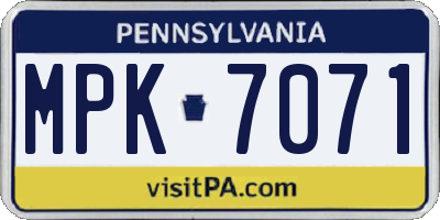 PA license plate MPK7071