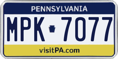 PA license plate MPK7077