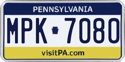PA license plate MPK7080