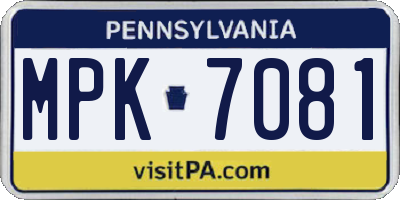PA license plate MPK7081