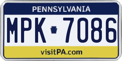 PA license plate MPK7086