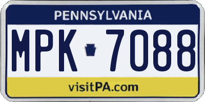 PA license plate MPK7088