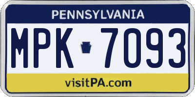 PA license plate MPK7093