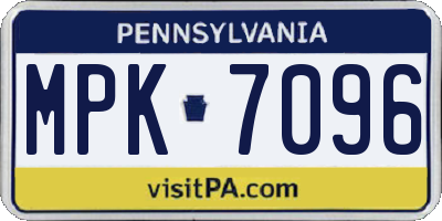 PA license plate MPK7096