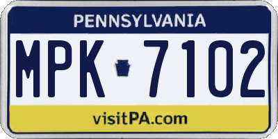 PA license plate MPK7102