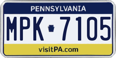PA license plate MPK7105