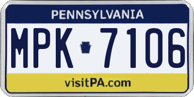 PA license plate MPK7106