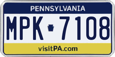 PA license plate MPK7108