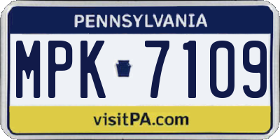 PA license plate MPK7109
