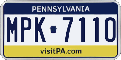 PA license plate MPK7110