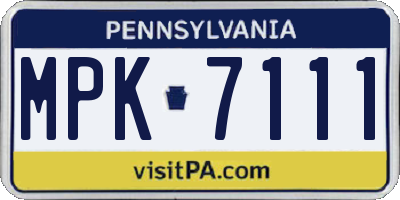 PA license plate MPK7111