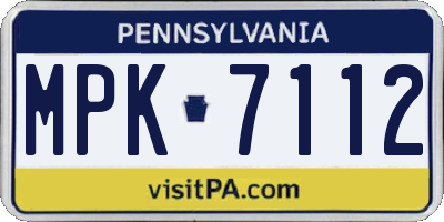 PA license plate MPK7112