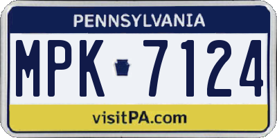 PA license plate MPK7124