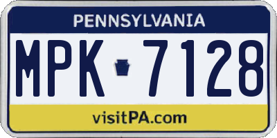 PA license plate MPK7128