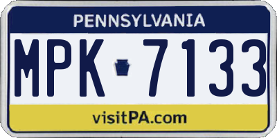 PA license plate MPK7133