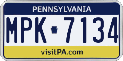 PA license plate MPK7134