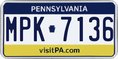 PA license plate MPK7136