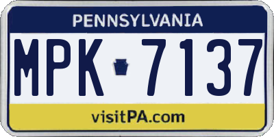 PA license plate MPK7137